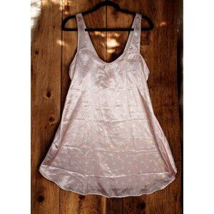 Lily of France Vintage Satin Nightgown L Pink Geometric Floral Print Sleepwear L